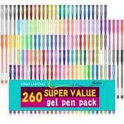 Gel Pens Set, 260 Pack Feela 130 Colored Gel Pens Plus 130 Refills for Adult Coloring Books Drawing Kid Doodling Writing Sketching Highlighter Art Markers