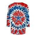thumbnail image 5 of Plus Size American Flag Shirt Women 3/4 Sleeve Crewneck Tunic Tops Fashion Tie-Dye USA Flag Star Stripes T-Shirts Dressy Casual Memorial Day Tee Shirts Independence Day Patriotic Blouses Clothes, 5 of 5