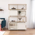 thumbnail image 2 of CosmoLiving by Cosmopolitan Goldie Modern Bookcase Room Divider, White and Brassy Gold, 2 of 13