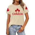 thumbnail image 1 of Gyexs T-Shirt Graphique Patriotique pour Femmes, Tenue Décontractée d'Été, Confortable, Manches Courtes, Col Rond (Beige et P), 1 of 4