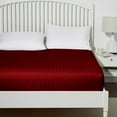 thumbnail image 2 of 1 Piece Fitted Sheet Only - 400 Thread Count - 100% Egyptian Cotton - 12 " Deep Pocket - Soft and Luxury Fitted Sheet Only - Burgundy Stripe - Queen Size., 2 of 7