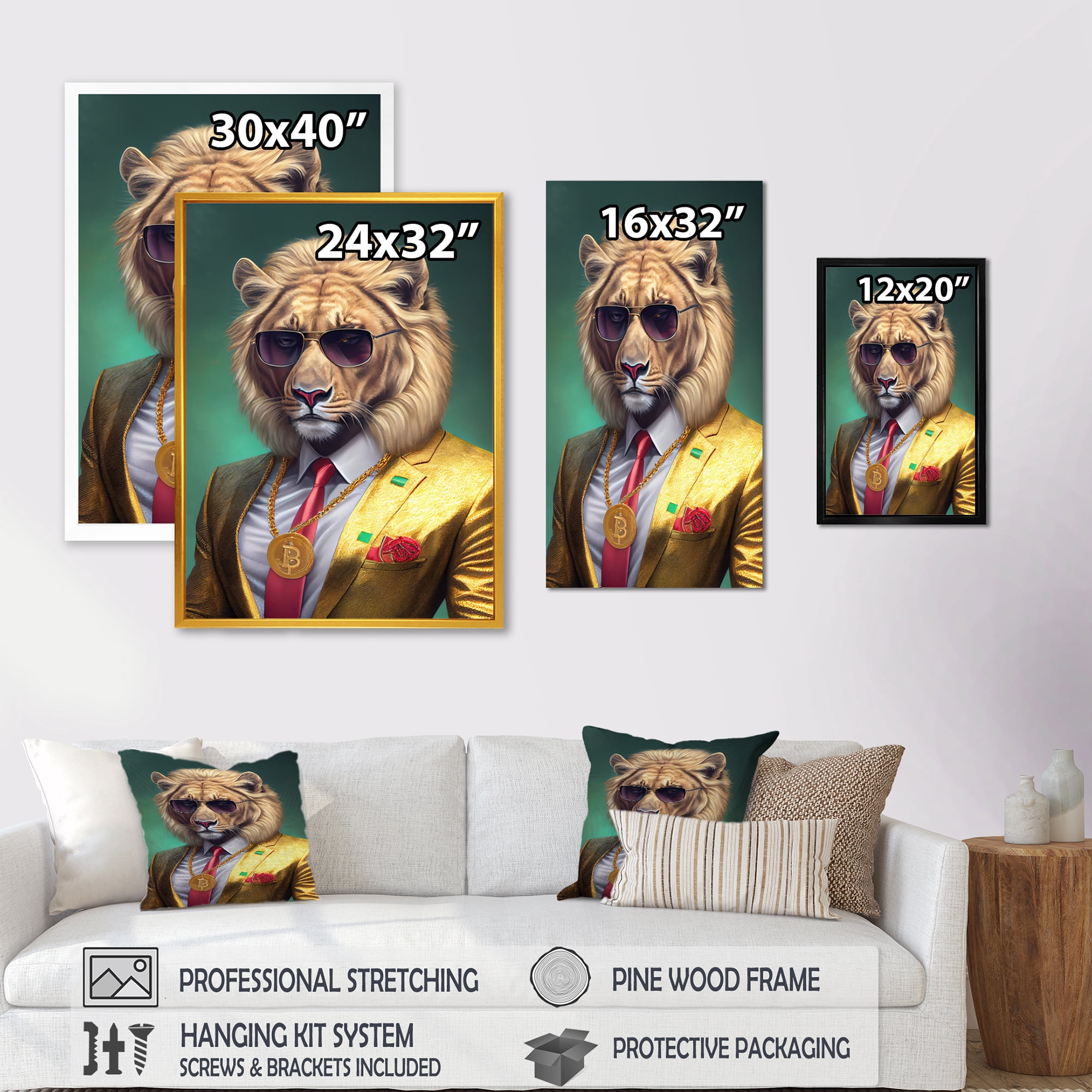 Designart Photorealistic Of Lion Canvas Wall Art
