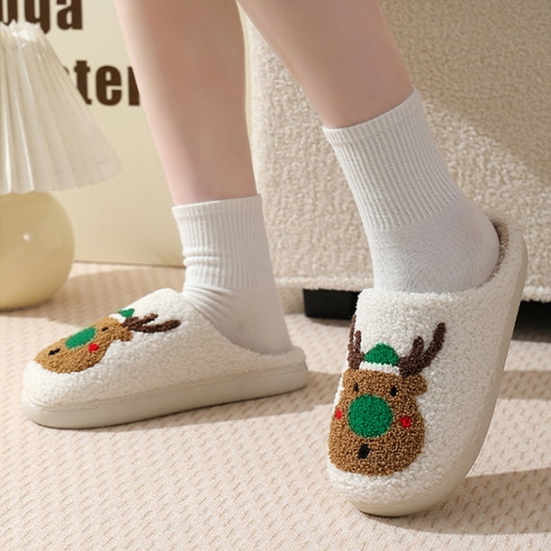 Zapatilla Navidad Ciervos Zapatillas Interior Cálido Mujeres Hombres Dormitorio para Invierno (40-41) Verde Wdftyju Tenis De Mujer Tenis De Hombre