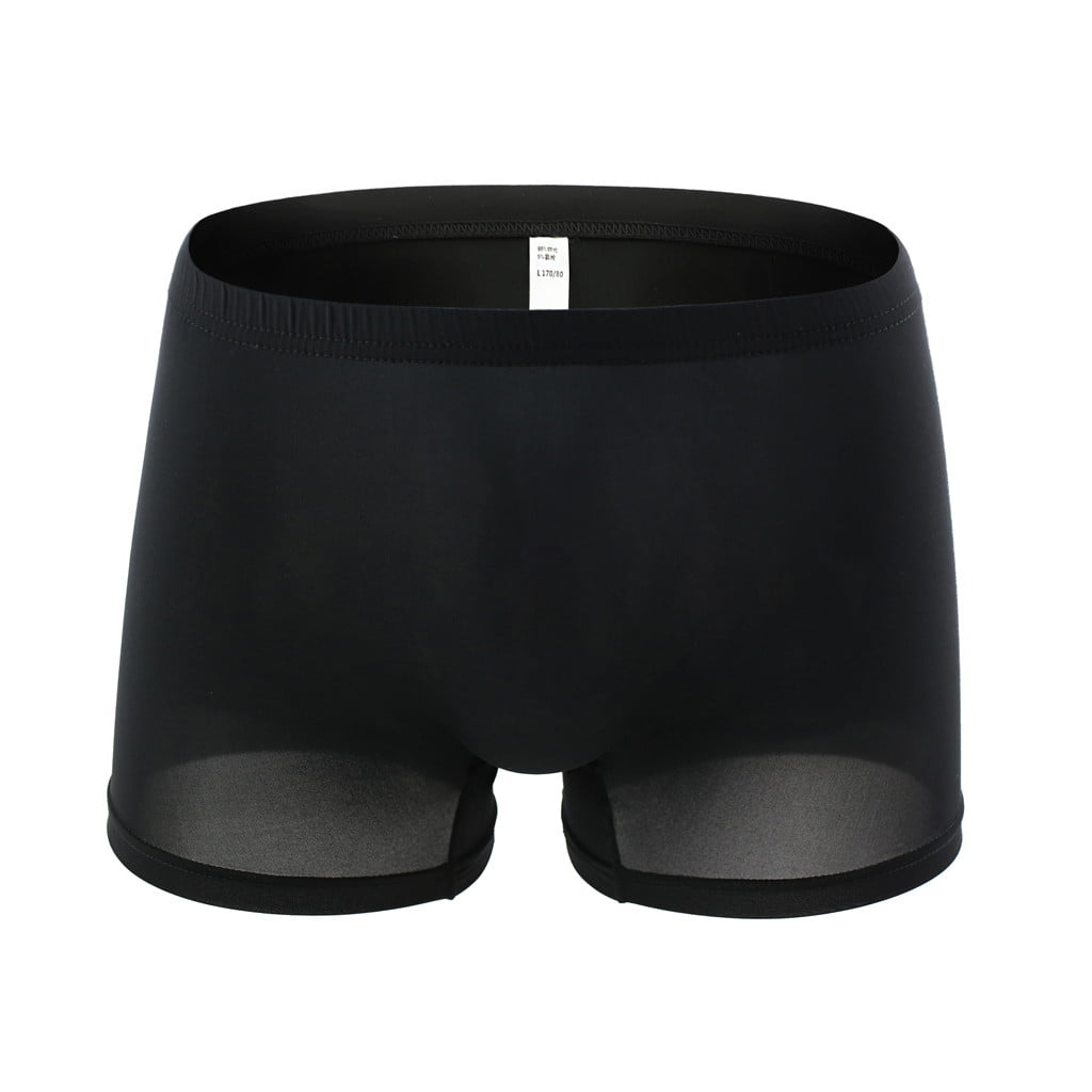QAZXD Men's Underwear Ice Silk Sweat Absorbing Breathable Boxer Briefs Buy  2 Get 1 Free（Black，L） 