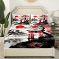 thumbnail image 3 of Erosebridal Japanese-Style Full Sheet Sets, Red Maple Tree Bedding Full Size, Watercolor Ink Decor 4pcs, 3 of 7