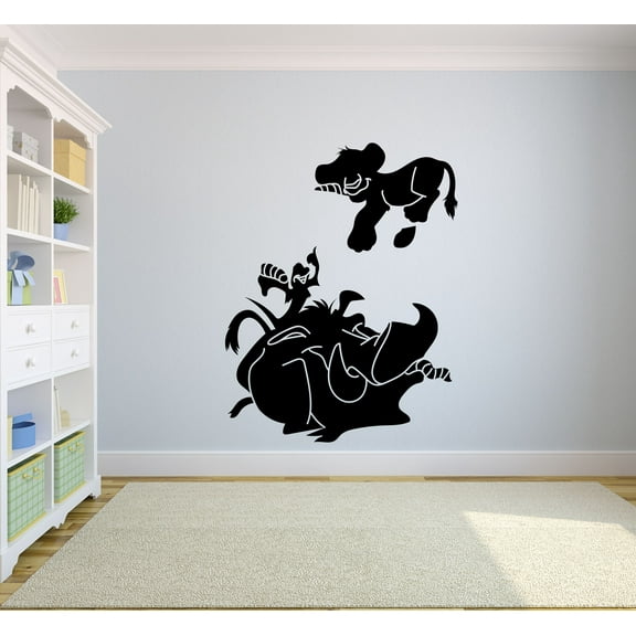 Timon and Pumbaa Simba The Lion King Wall Decals For Kids Rooms Decor Lions Boys Girls Children Creative Animated Vinyl Decal Stickers for Bedrooms Artwork Child Favorite Decoration Size (17x12 inch)