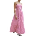 thumbnail image 1 of Wangsaura Robe Élégante Sans Manches pour Femmes, Été, Imprimé Rayé/floral, Dos Nu, Robe de Soirée Fluide avec Poche, 1 of 9