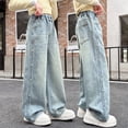 thumbnail image 5 of Gunia Girls' Baggy Jeans Straight Leg Summer Casual Trousers Big Kids Wide Leg Design Toddler Teen Girl Denim Pants 4-14 Years, 5 of 9