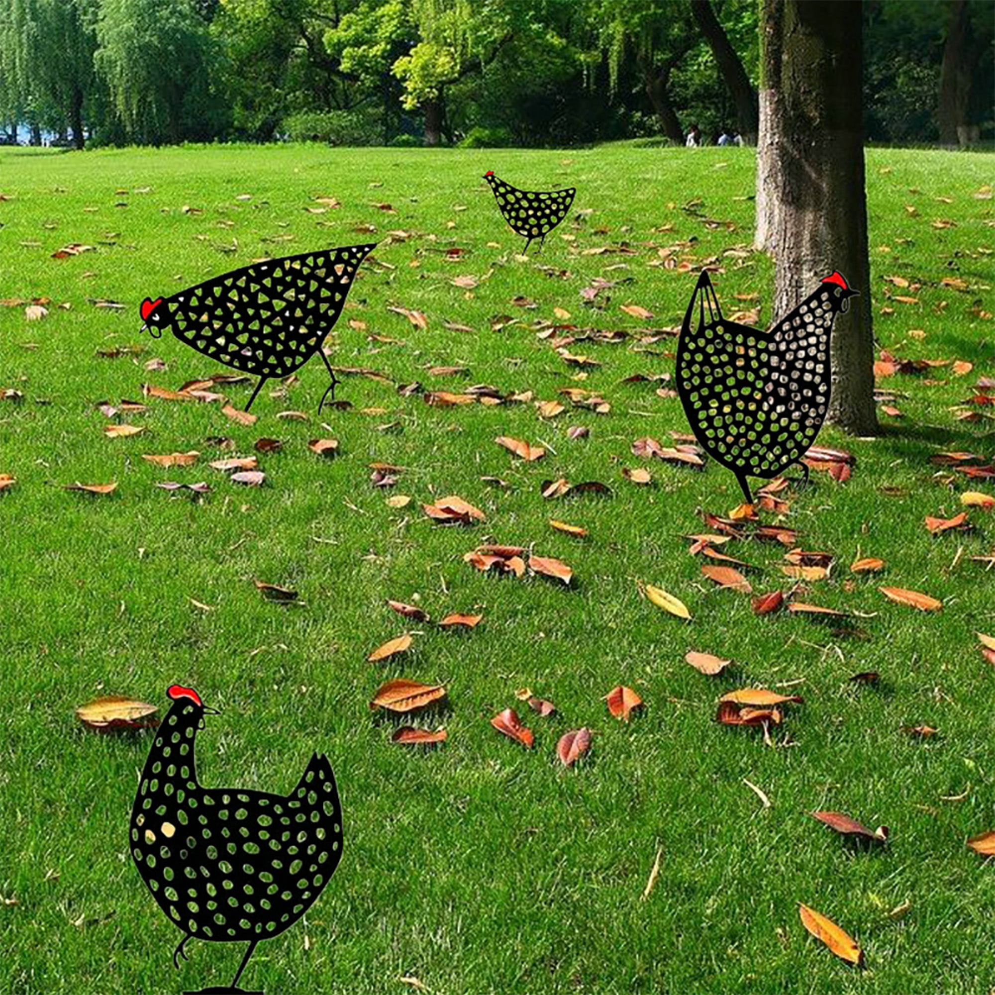 5x Chicken Yard Art Outdoor Garden Backyard Lawn Stakes Metal Hen Yard Decor 5x Chicken Yard Art Outdoor Garden Backyard Lawn Stakes Metal Hen Yard Decor