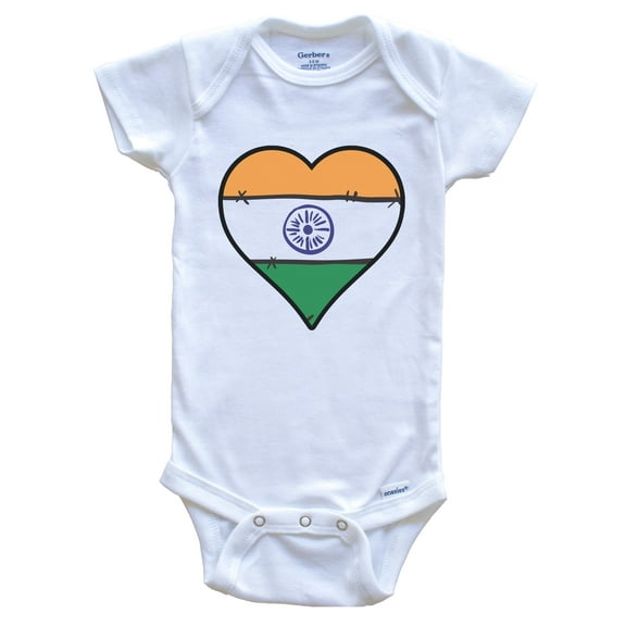India Heart Indian Flag Baby Bodysuit