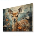 thumbnail image 2 of Designart "Deer Graceful Fawn composition I" Animals Print on Natural Pine Wood, 2 of 5
