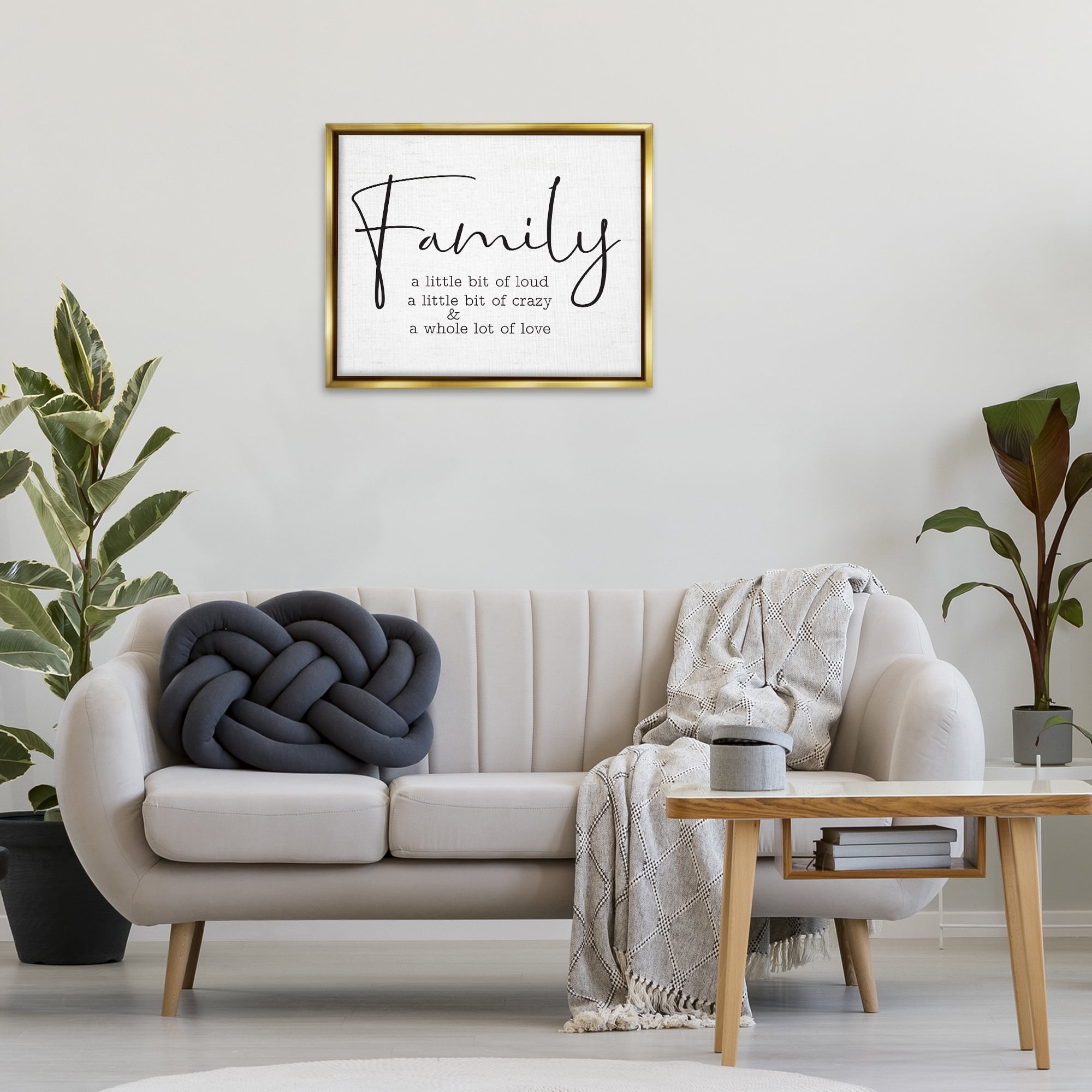 Stupell Industries Loud Crazy Love Family Text & Numbers Painting Gold Floater Framed Canvas Art Print Wall Art, 31 x 25
