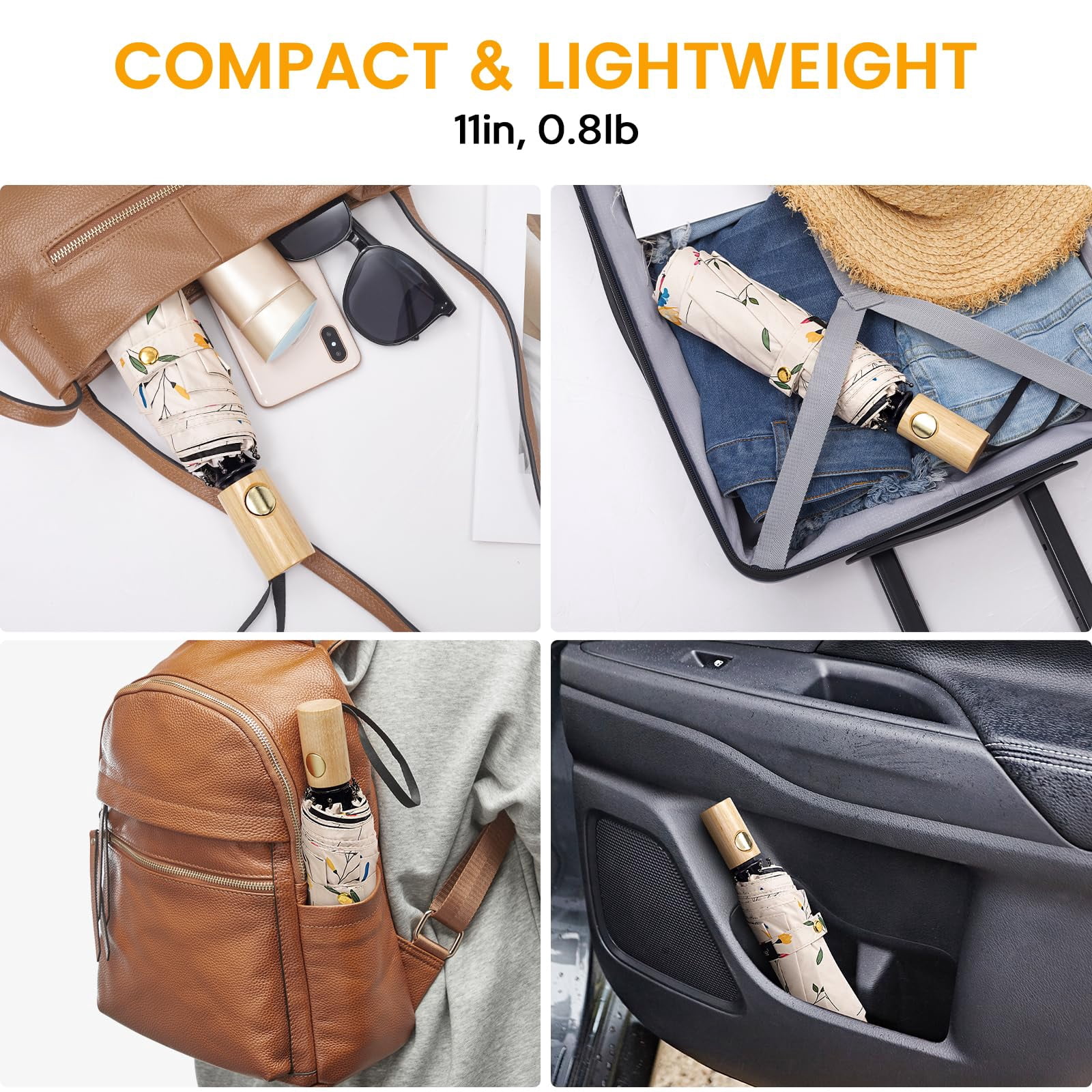 G4Free UPF 50+ UV Protection Travel Sun Umbrella Compact 42 Inch Small UV Blocking SPF Umbrella Auto Open Close