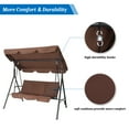 thumbnail image 5 of VINGLI 3-Person Porch Swing w/ Canopy Support 450 lbs w/ Cushions, Brown, 5 of 7