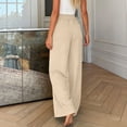 thumbnail image 5 of Inleife Women's Wide Leg Trousers Fashion Ladies Solid Elastic Waist Loose Fitting Long Pants with Pocket, 5 of 6