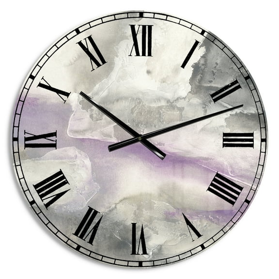 Designart 'Watercolor Minimal Purple Tones I' Farmhouse wall clock