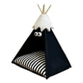 thumbnail image 1 of Casa tipi para mascotas con cojín grueso, cama tipi semicerrada, cama para cachorros para conejos Negro, 1 of 8