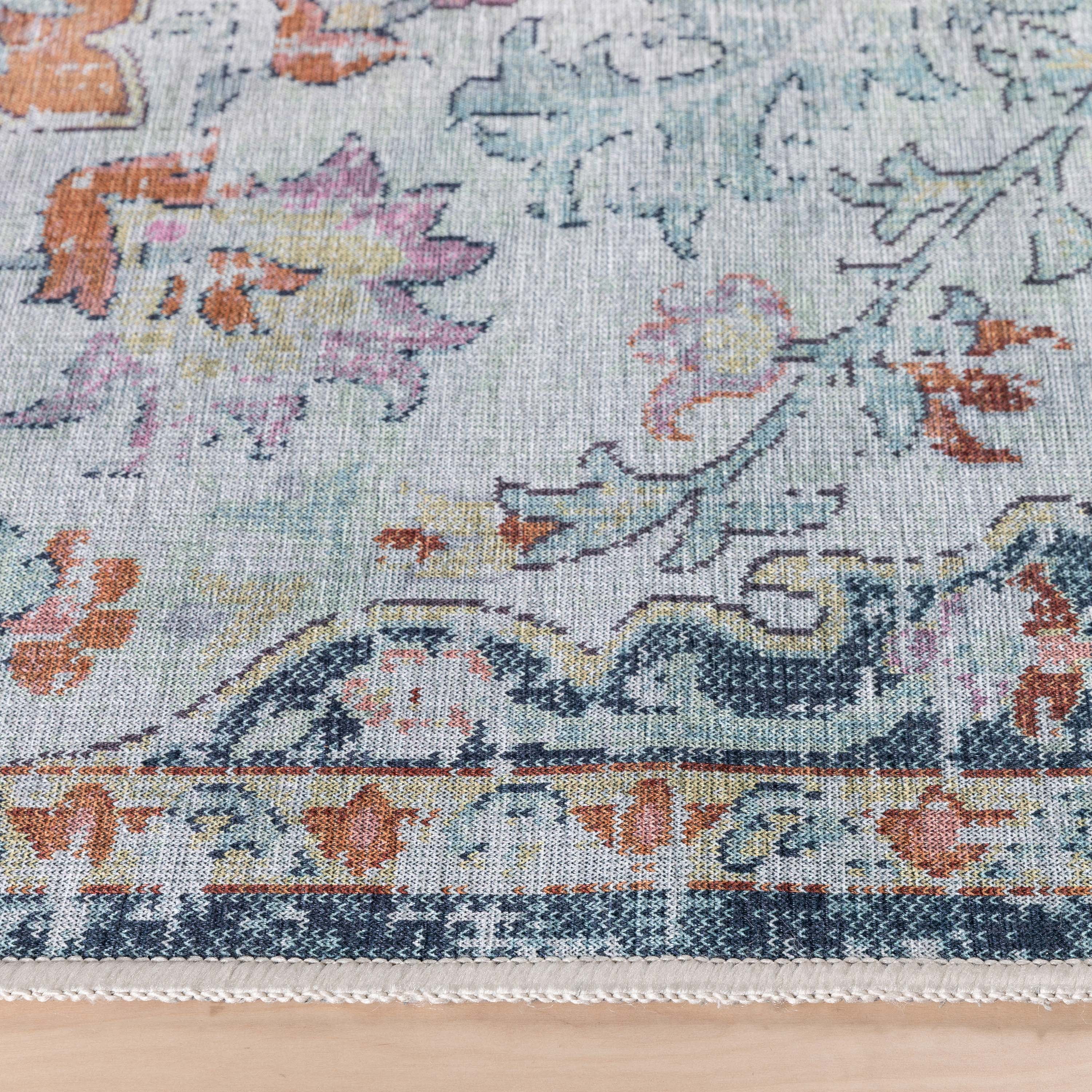 Well Woven Apollo Blythe Modern Vintage Orange/Blue 2'3" x 7'3" Runner Easy Clean Rug
