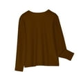 thumbnail image 3 of Elvqul Tops for Girls Plain Round Neck School Long Sleeve Brown Comfy Girls Shirts, 3 of 7