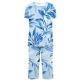 thumbnail image 4 of Tnhcen 2 Pieces Cotton Summer Pajamas for Women Set Short Sleeve Sleepwear Tops with Capri Pants Pj Set S-3XL, 4 of 5