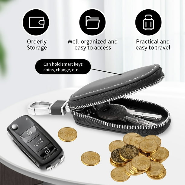 Qarigey Cartera para llaves compacta negra para hombres y mujeres, bolsa para llaves portátil de amplia compatibilidad para hombres y mujeres Carteras