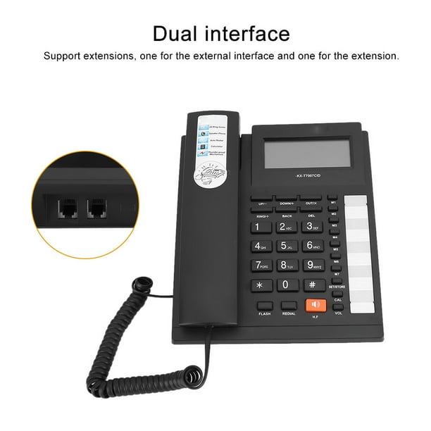 Home Telephone, Landline Phone Large Buttons Black Dual Interface