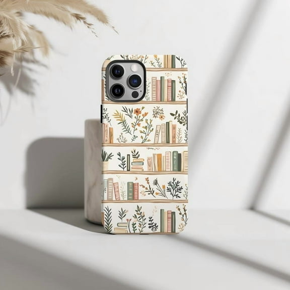 Boho Floral Bookshelf Cute Reader Phone Case for iPhone 11 12 13 14 15 16 Pro Max