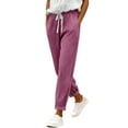 thumbnail image 3 of OIOLOYJM Womens Corduroy Pants Casual Mid Waist Pants Elastic Waistband Straight Leg Baggy Trousers Soft Comfy Sweatpants with Pockets Hot Pink XL, 3 of 4