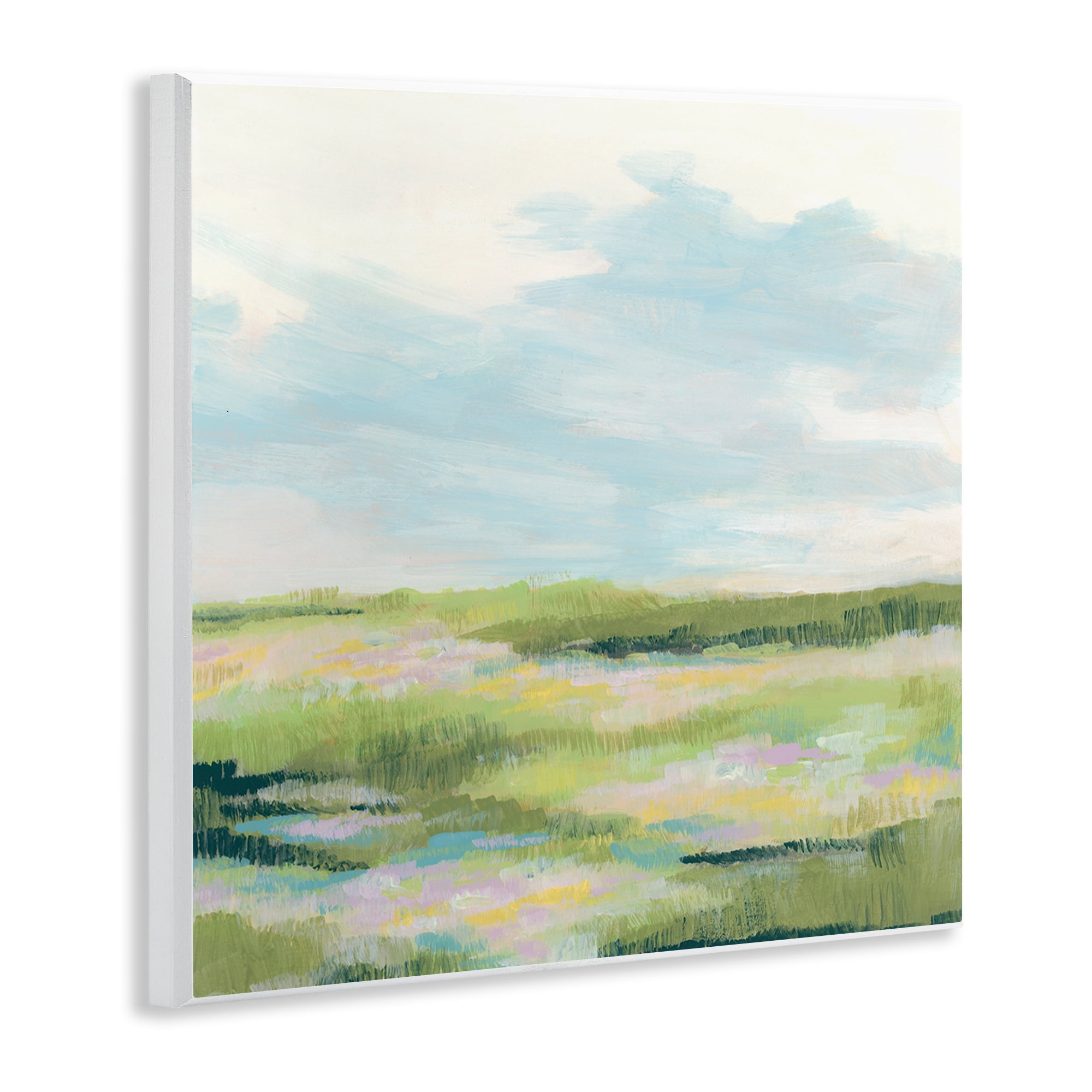 Stupell Industries Brushed Meadow & Sky Landscape & Nature Painting Unframed Art Print Wall Art, 12 x 12