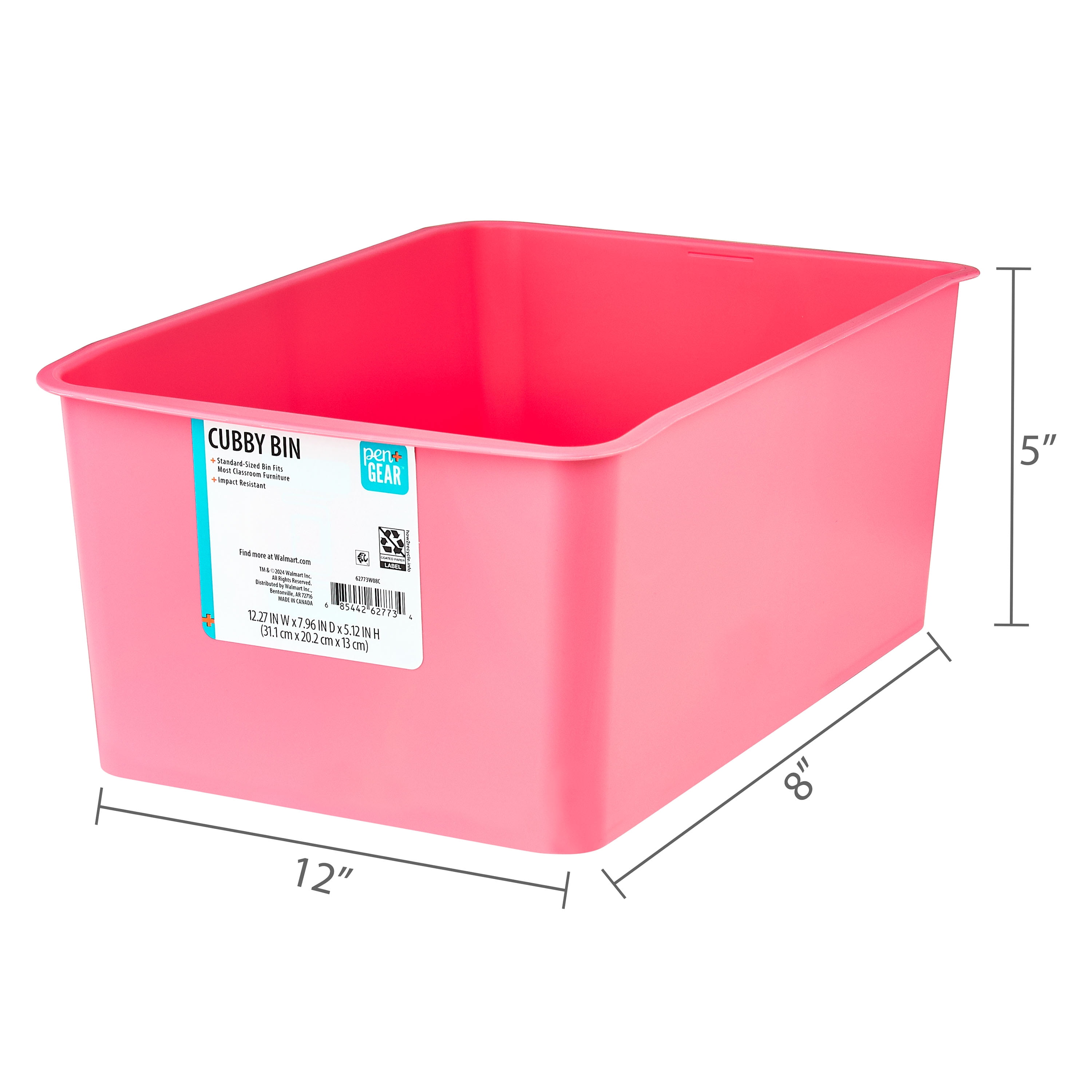 Pen+Gear Small Plastic Desktop Organizer Cubby Bin, Coral Passion