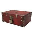 thumbnail image 1 of Treasure Box, Wood Metal Wooden Jewelry Box Large Capacity Exquisite Red Retro Style  for Office, 1 of 8