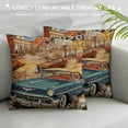 thumbnail image 3 of GOSMITH  Antique Car Throw Pillow Cover, Old Classic Car Theme American Vintage Route 66 Diner Motorcycle Shabby Chic Home Decor Pillowcase for Sofa, 3 of 5