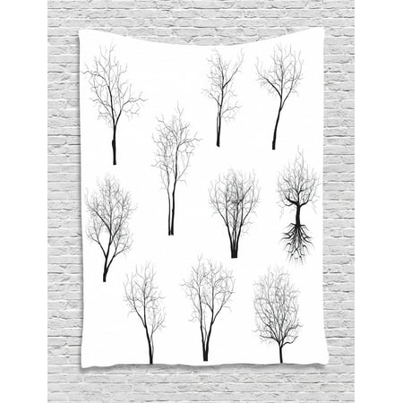 Apartment Decor Tapestry Spooky Horror Movie Themed Branches Forest Trees Nature Art Print Wall Hanging For Bedroom Living Room Dorm Decor 60w X