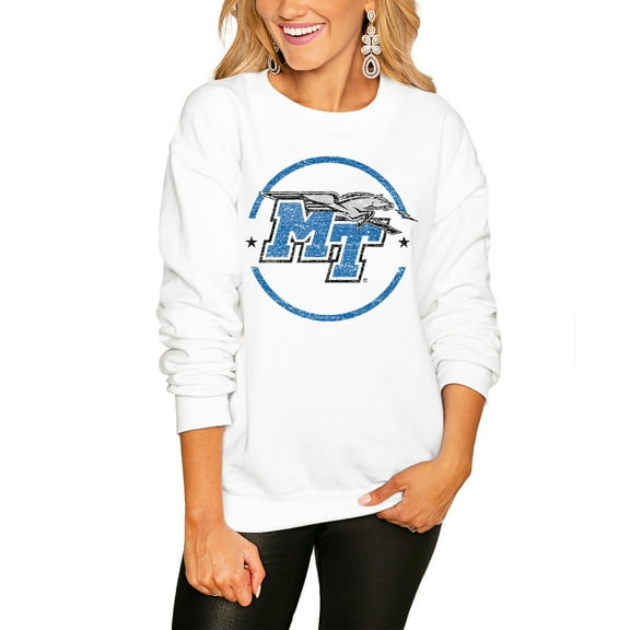 Women's Gameday Couture White MTSU Blue Raiders End Zone Oversized Sweatshirt