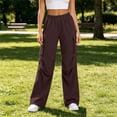 thumbnail image 7 of Womens Cargo Sweatpants Ruched High Waisted Sweat Pants Athletic Solid Color Casual Wide Leg Joggers Loose Fall Pants with Pockets, 7 of 7