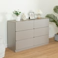 thumbnail image 2 of 6 Drawer Double Dresser, Modern 6 Drawer Dresser with Deep Drawers for Bedroom, Large Wood Storage Chest Organizers, Wide Accent Storage Cabinet for Living Room, Entryway, Light Gray, 2 of 7