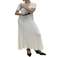 thumbnail image 1 of PENGXIANG Femmes Été Casual Robe Longue Patchwork Tour vers le Bas Robe Col, 1 of 9