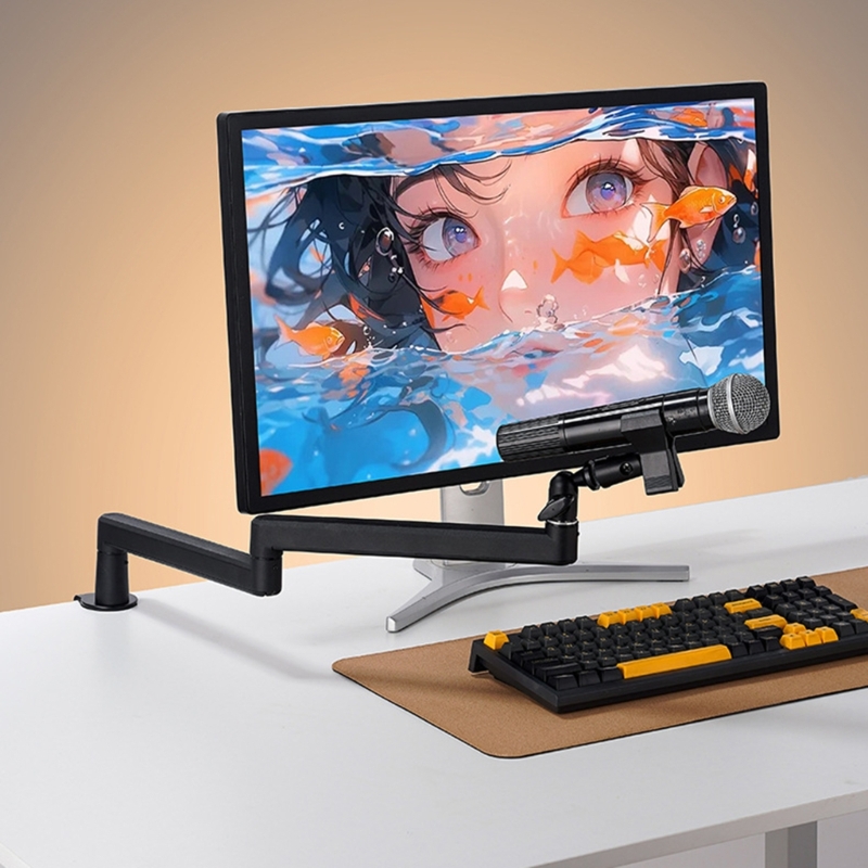 Aluminum Desktop Mic Arm Stand Rotatable Boom Arm Mic Stand Adjustable Desk