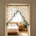 thumbnail image 4 of Flower Lace Embroidery Sheer Triangular Curtain No Punching Short Window Valance for Kitchen Bedroom Partition Doorway Light Filtering Privacy Decor, 4 of 5