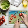 thumbnail image 3 of Sports Cutting Board, Beach Volleyball Little Playing by the Sea Summer Holiday, Decorative Tempered Glass Cutting and Serving Board, Small Size, Multicolor, by Ambesonne, 3 of 5