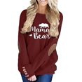 thumbnail image 1 of Hauts Mama Bear pour Femmes Manches Longues Chandail Décontracté Chandails en Molleton, 1 of 4