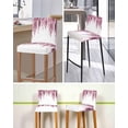 thumbnail image 5 of Pink Bar Stool Covers Set of 2, Summer Botanical Leaves Watercolor Stretch Washable Bar Chair Covers with Backs, Removable Pub Counter Height Chair Cover for Kitchen Dining Room Cafe, 5 of 7