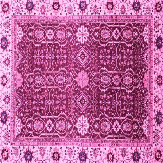 Ahgly Company Indoor Square Abstract Pink Modern Area Rugs, 6' Square