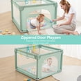 thumbnail image 6 of Baby Playpen, 36x36x27inch Portable Soft Mesh Sturdy Pipe Ample Space for Toddler, Green, 6 of 7