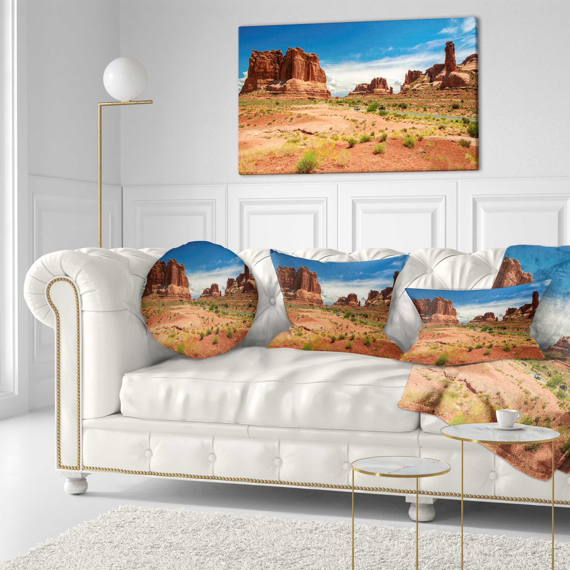 Designart American Road in Arches National Park - Landscape Printed Throw Pillow - 12x20