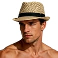 thumbnail image 4 of TFEOQRY Men's Straw Panama Hat UV Protection Wide Brim Breathable Sun Hat for Summer Beach Outdoor Activities, 4 of 4
