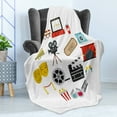 thumbnail image 4 of Cinema Soft Flannel Fleece Throw Blanket, Movie Theater Composition with Stage Ticket Popcorn Camera Director Seat, Cozy Plush for Indoor and Outdoor Use, 70" x 90", Multicolor, by Ambesonne, 4 of 5
