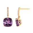 thumbnail image 3 of Women's Welry Amethyst Drop Earrings with Diamonds in 14kt Yellow Gold, 3 of 6