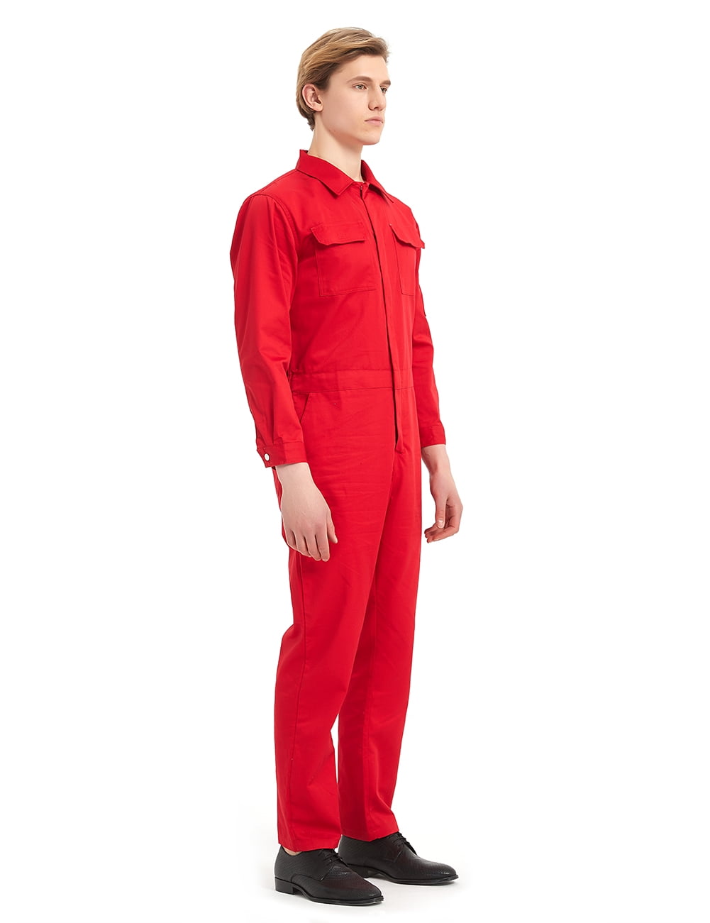Toptie Men's 8.5 oz Front-Zip Long Sleeve Twill Coverall-White-2XL