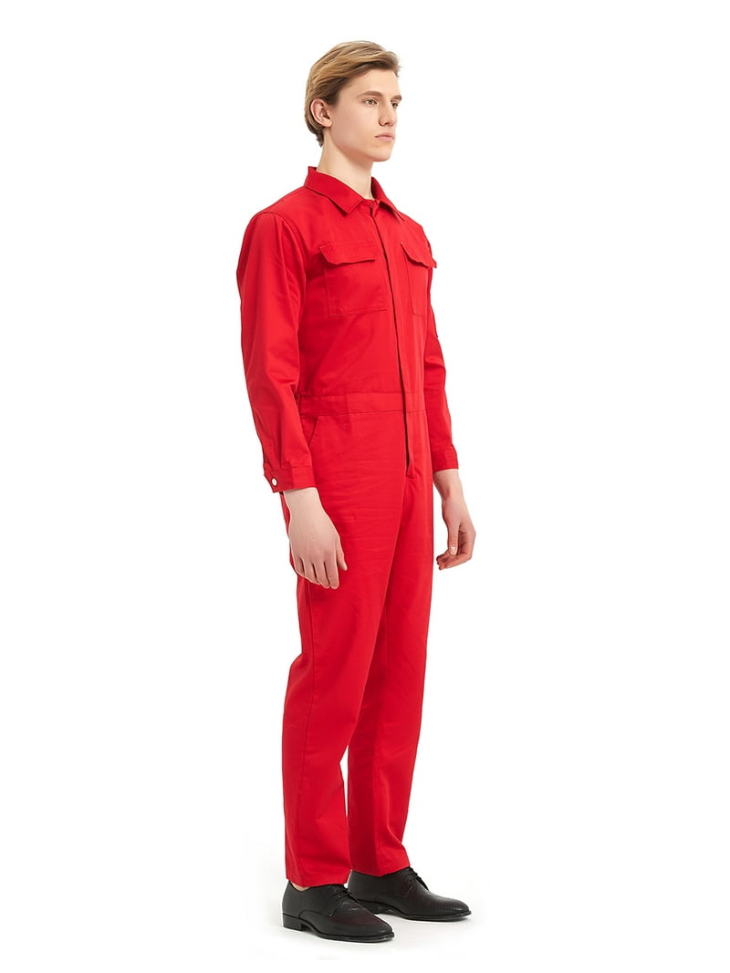 Toptie Men's 8.5 oz Front-Zip Long Sleeve Twill Coverall-White-2XL